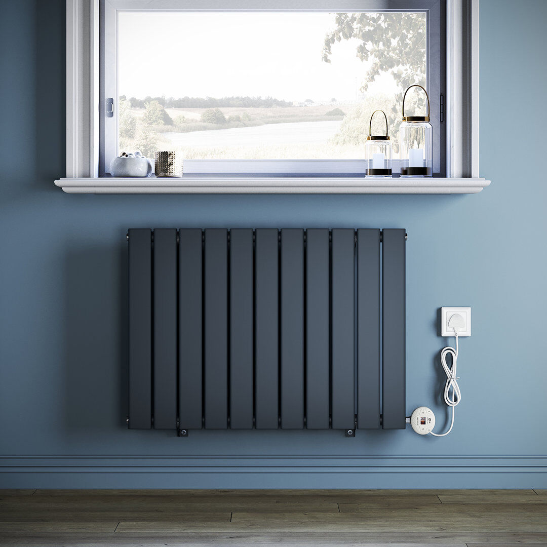 Brayden Studio 60*5.8cm, Smart WiFi-Enabled Electric Radiator Flat Panel with Intelligent Heating Control Anthracite 60cm H x 83.6cm W x 5.8cm D