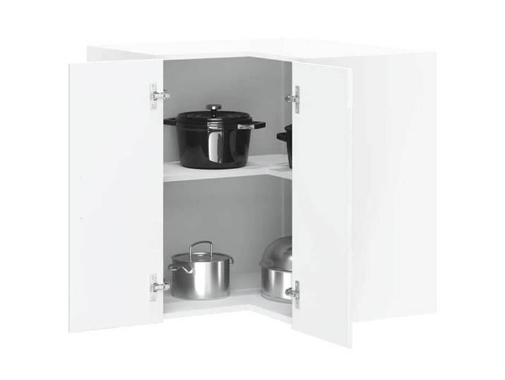 Blanc Vitrine murale d'angle de cuisine - Meuble pour cuisine - Étagère de cuisine Porto blanc brillant[344324]