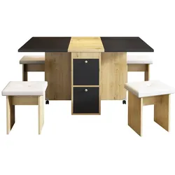 STILVORA Essgruppe Esstischset mit 4 Stühlen klappbar ausziehbar Weiß+Schwarz 120x80x75 cm, platzsparend, multifunktional für Essen und Homeoffice