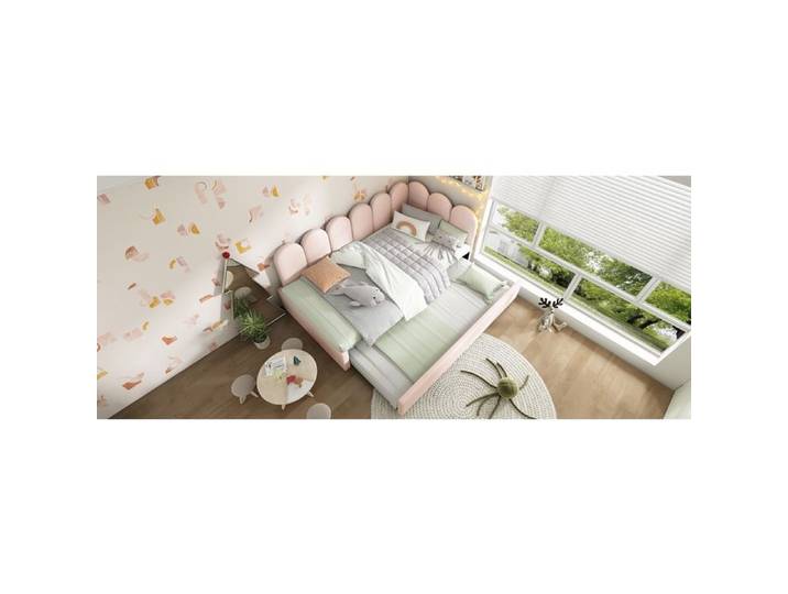 Canapé-lit 90x200cm canapé convertible 90x190cm lit enfant en velours rose sans matelas