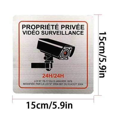 Premium French Aluminum Alloy Private Property Video Surveillance Sign 15cmx15cm image Display