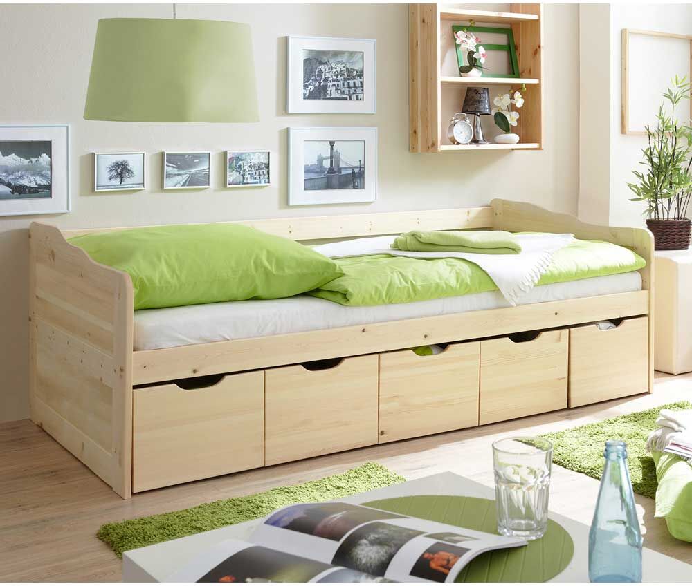 Pharao24.de Bett mit Schubladen Kiefer