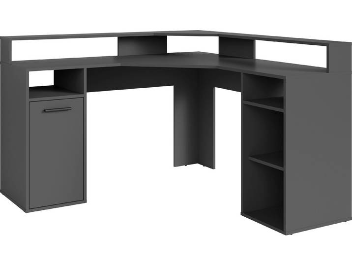 Gamingtisch GOODPRODUCT Fowey , grau (anthrazit, anthrazit, anthrazit), B:139cm H:120cm T:139cm, Tische, Gamingtisch, Breite 139 cm, moderner Eck-Schreibtisch