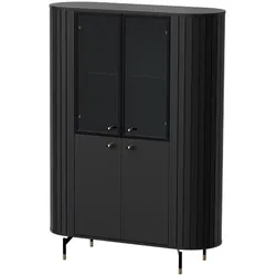 GLASVITRINE geriffelt aus MDF, Schwarz
