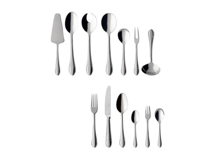 Villeroy & Boch - Mademoiselle Tafelbesteck, Rostfrei, Spülmaschinenfest Besteckset 68 teilig, Besteck 12 Personen, Besteckset 12 Personen, Essbesteck Set, Messer, Gabel, Löffel, Edelstahl