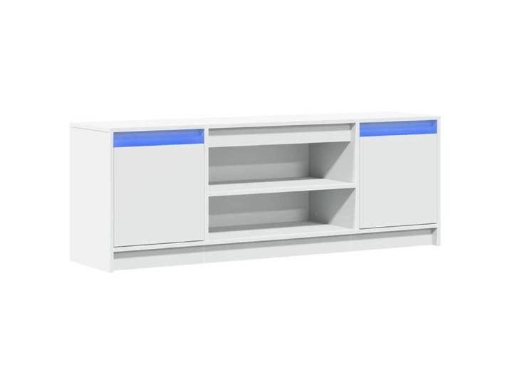 Blanc Meuble TV - SOLOMON - Support de Télévision avec LED blanc 139 5x34x50 cm bois d'ingénierie LV428