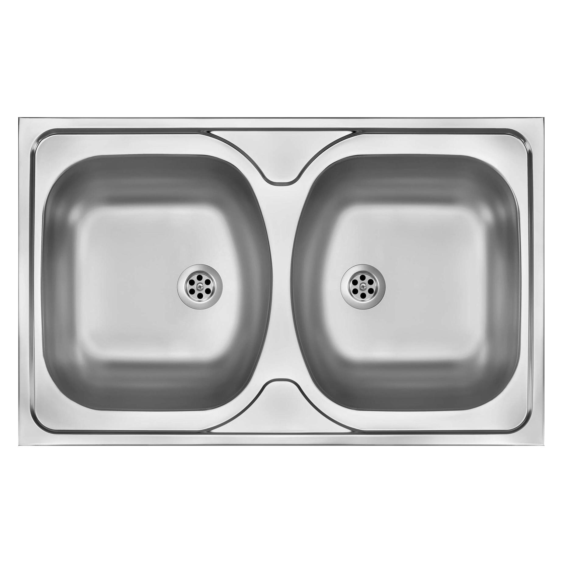 2-Becken-Spüle aus Stahl - Auflage (Unterbauspüle) (ZM5 3200)