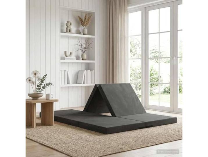 Klappsofa Bett 70 x 67 x 48 cm Dunkelgrau 100% Polyesterstoff, Schaumstofffüllung, abnehmbarer Bezug mit Reißverschluss, kompakt, vielseitig
