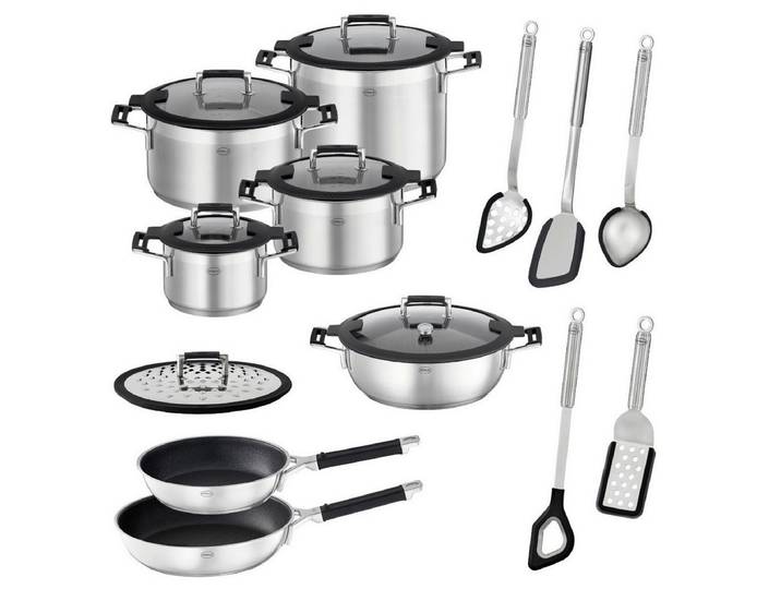 RÖSLE Topf-Set Silence® Pro Topfset 13tlg, Edelstahl 18/10, Profi-Set SILENCE PRO 13-tlg.