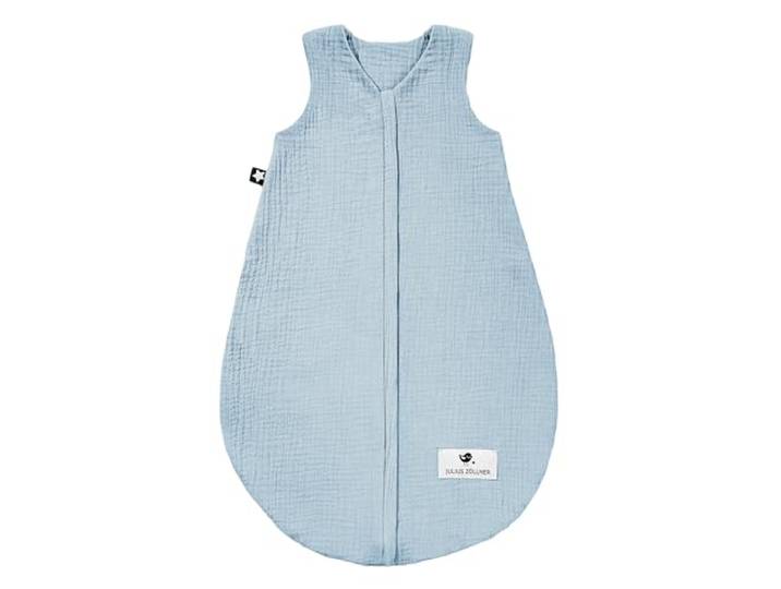 Julius Zöllner Musselin Sommerschlafsack denim, Größe 80 aus weicher Musselin Baumwolle, sicher und schadstoffgepüft, ideal für warme Sommernächte
