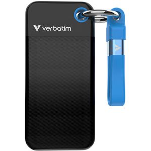 Verbatim Festplatte Pocket SSD 32191, 1,8 Zoll, extern, USB-C 3.2, schwarz / blau, 1 TB