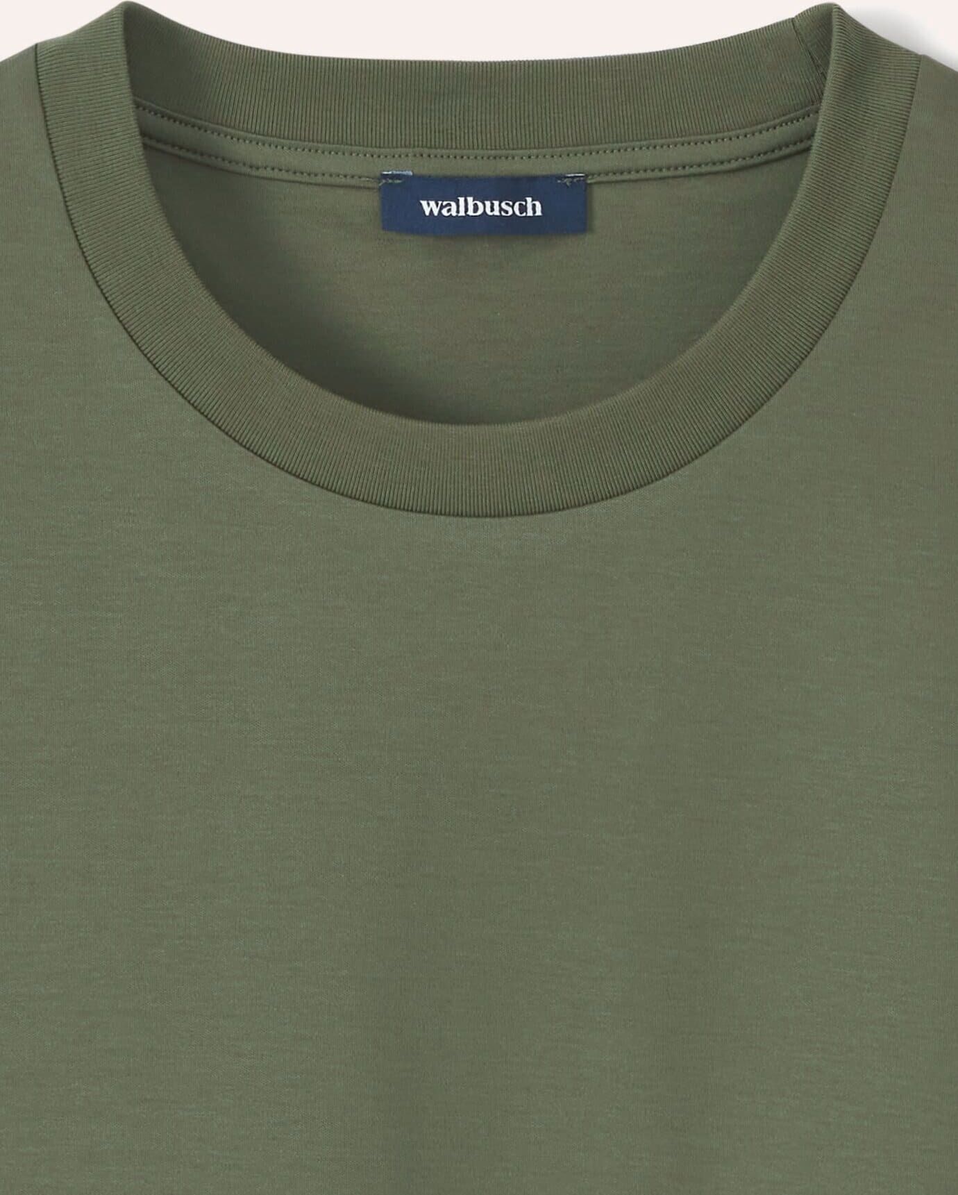 Walbusch Premium T-Shirt, normale Größen, Farbe Grün, 50, mercerisiertes Baumwollgarn seidiger Griff Herren