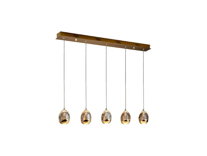 Dimmbare LED Design Hängelampe „Rocio“ 5-flammig, Gold Gold, Champagner Schuller