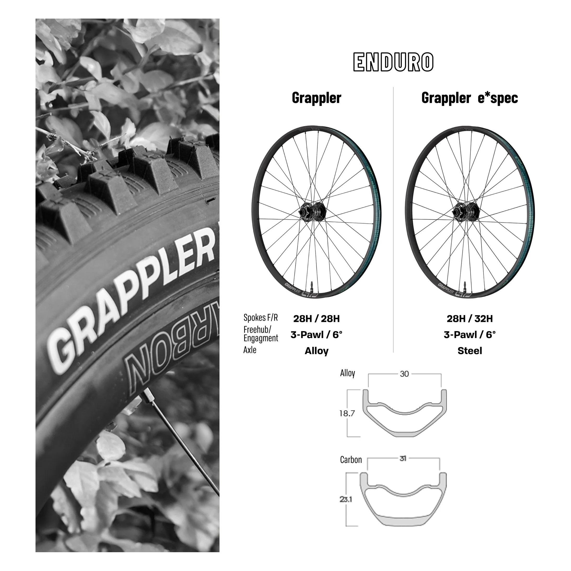 e*13 Grappler Race e*spec Boost Laufrad VR, 27.5", 110x15mm, 28 L., 30mm, black (27.5") (34358493)