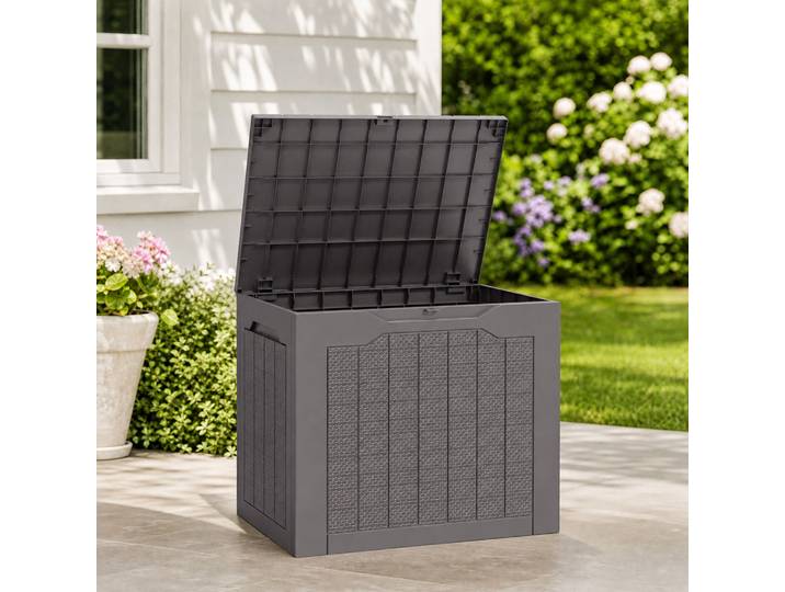 Outsunny Coffre Rangement Extérieur 93L Étanche Marron