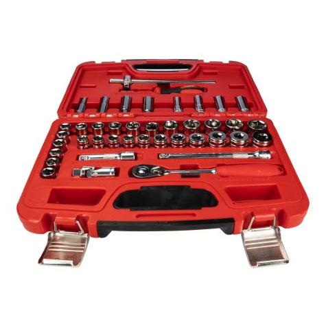 RS PRO 3/8 Zoll Vierkant 6-Punkt 12-Punkt Tiefer Steckschlüssel-/Standard-Steckschlüsselsatz 41-tei (2242249)