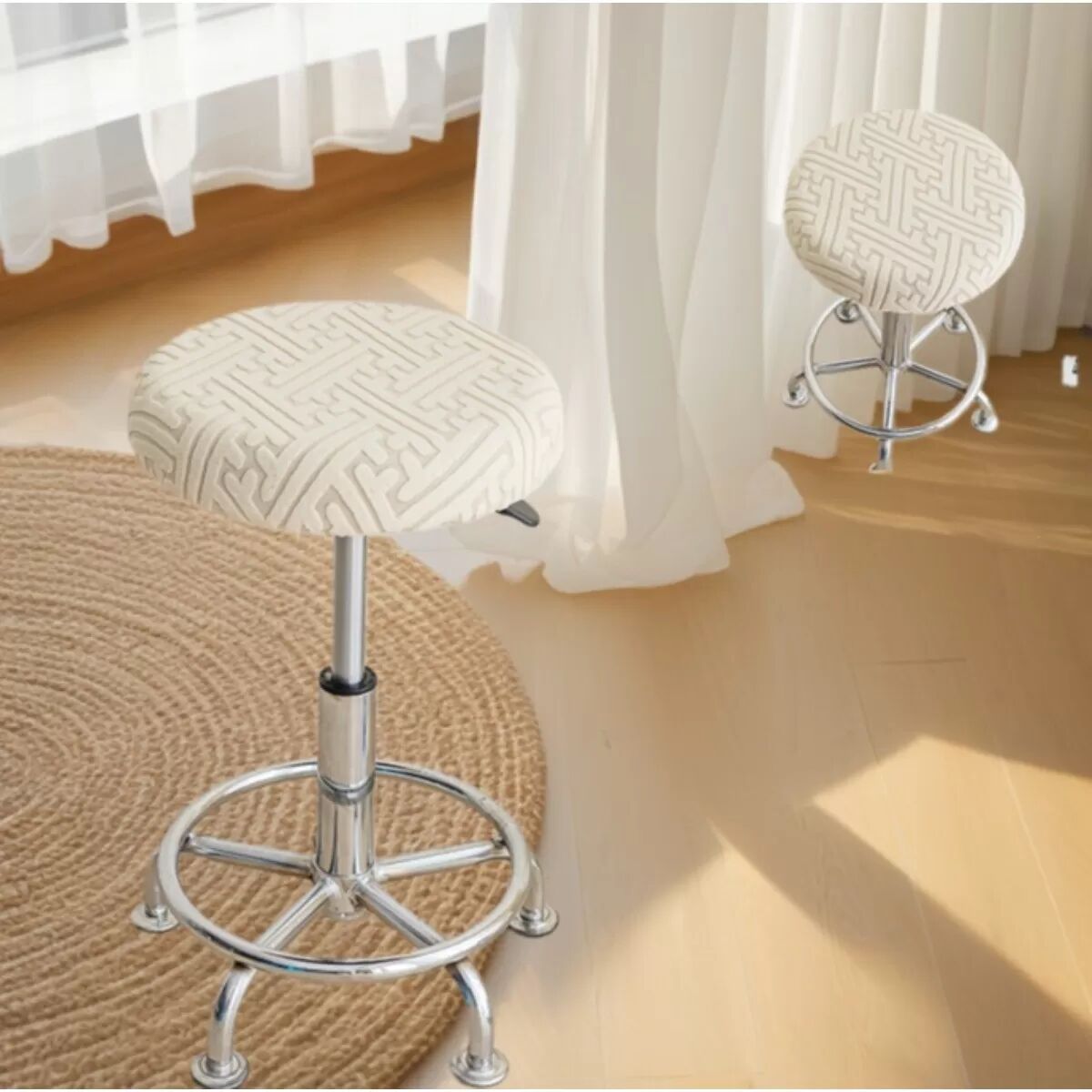 INF 2er-Pack Gestrickte Drehstuhl-Hockerhusse: Moderner & Bequemer Sitzschutz Grau
