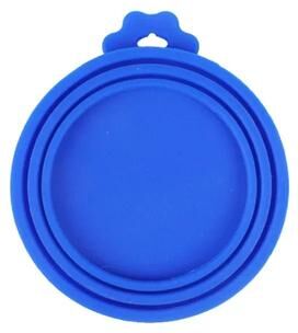 Uplifted Goods Reusable Pet Food Can Cover And Spoon Set blue 1cover