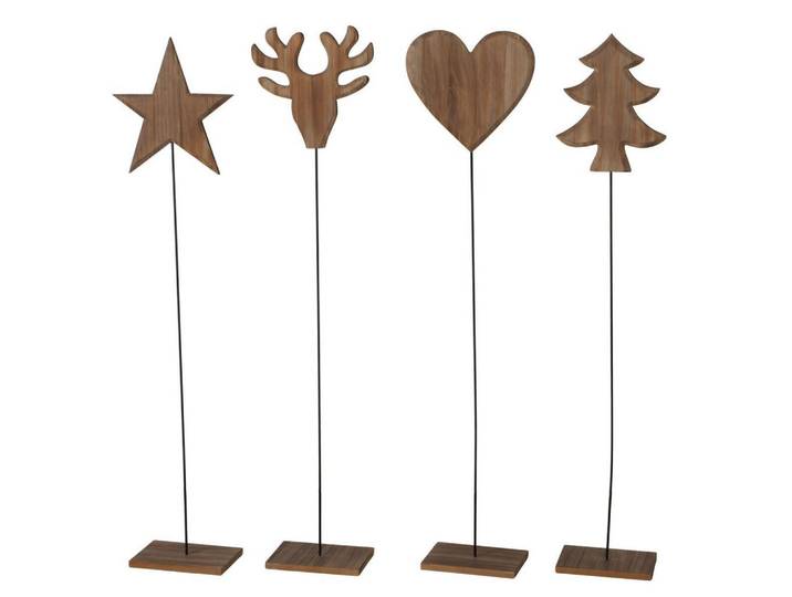 Dekohirsch, Naturfarben, Holz, Metall, 18x124x29 cm, Dekoration, Weihnachtsdekoration, Winterdeko