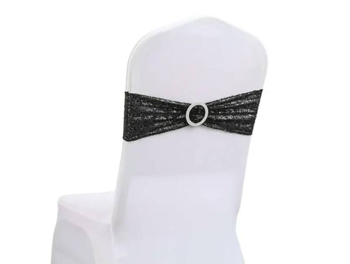 HIPdudRTG Satinbänder mit Schleifen für Stühle, 10 50 Stück Pailletten-Stuhlschärpen for Party, Abendessen, Bankett(Black,50pcs)