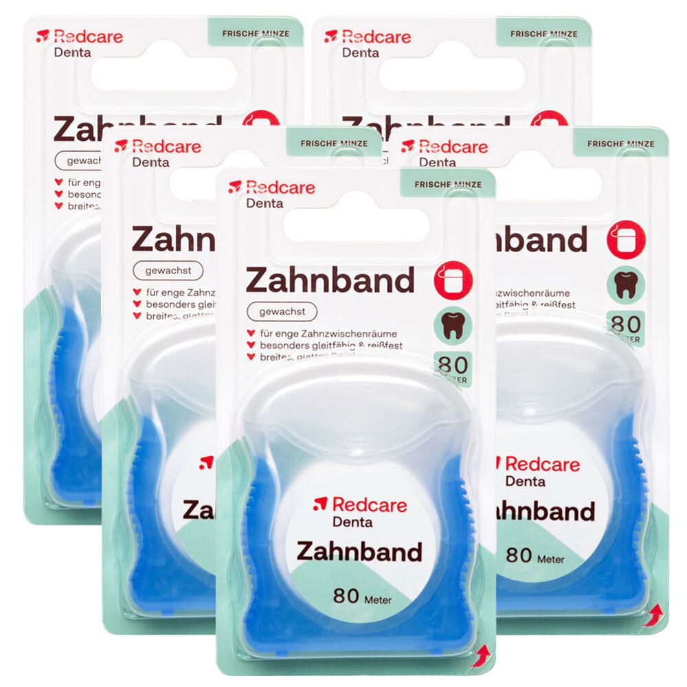 Redcare Zahnband Fünferpack 5x8 m Zahnseide