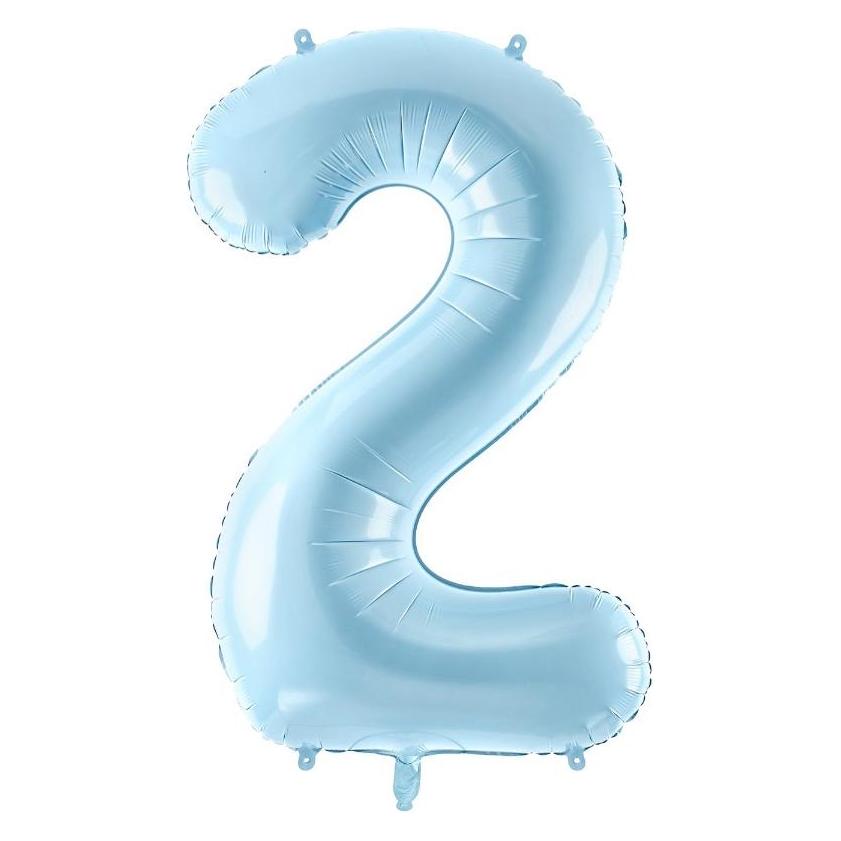 Partydeco Alu-Ballon Ziffer "2" Hellblau (1x) (FB1P-2-001J)