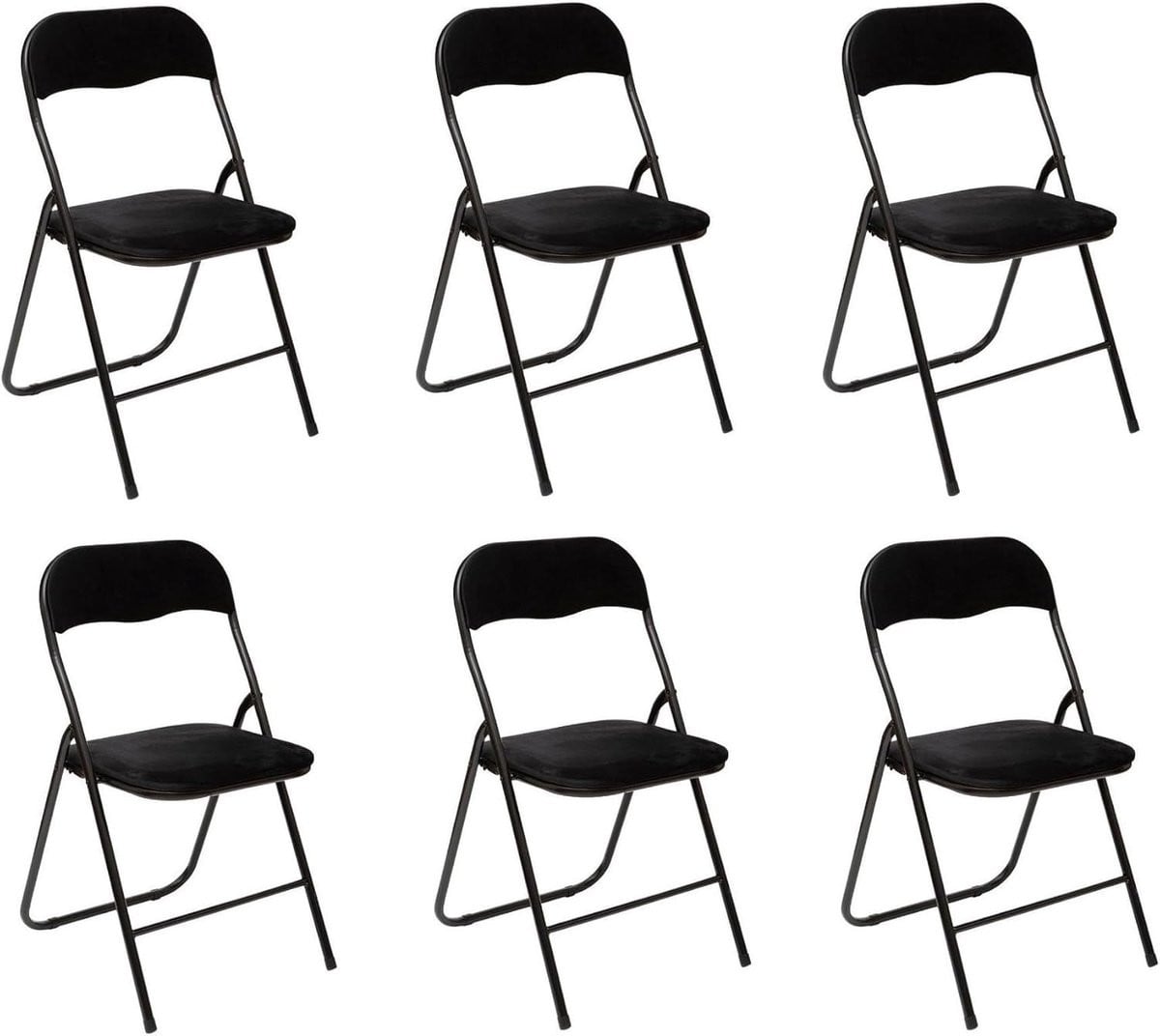 Set van 6 zwarte fluwelen klapstoelen