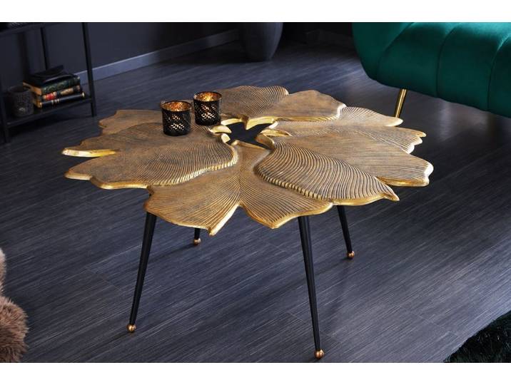 riess-ambiente Couchtisch GINKGO 95cm gold / schwarz (Einzelartikel, 1-St), Wohnzimmer · Metall · Handarbeit · Unikat · Urban Jungle