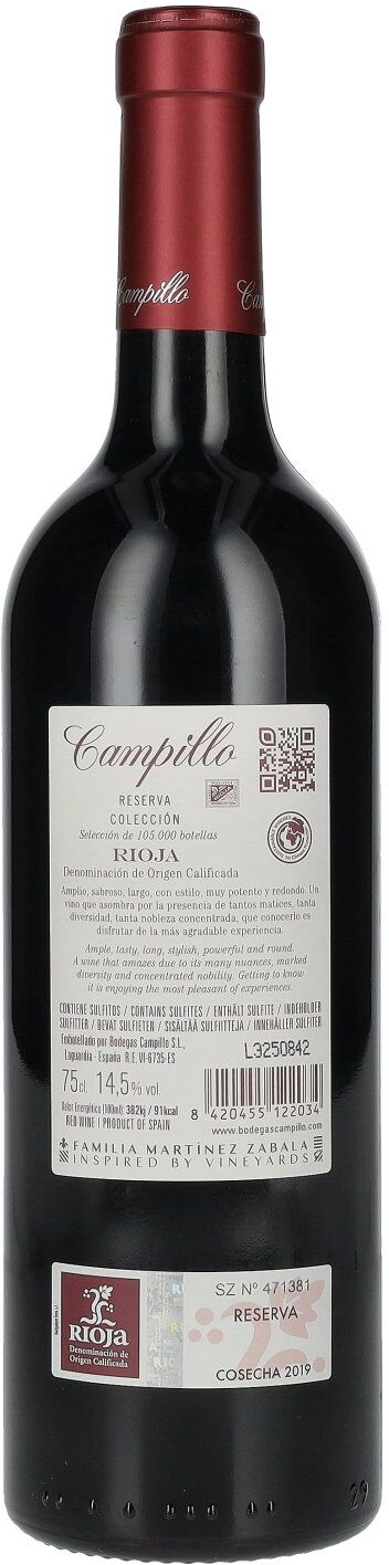 Bodegas Campillo Campillo Reserva Colección Rioja DOC 2019 14,5% Vol. 0,75l