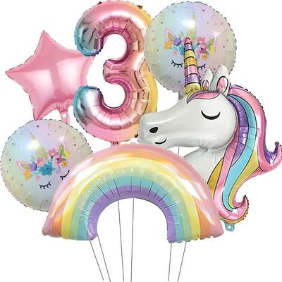 32 Inch Rainbow Unicorn Gradient Number Balloon number 3