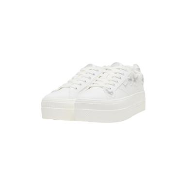 Sneaker BUFFALO "Buffalo PAIRED BUTTERFLY LACE", Damen, Gr. 40, weiß, Baumwolle, unifarben, Schuhe Sneaker