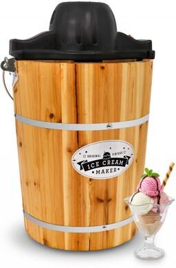 Elite Cuisine EIM569 6Qt. Old Fashioned Pine Bucket Ice Cream Maker with Hand Crank - 6 QT