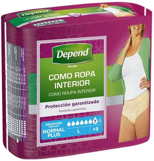 DEPEND PANTS Ropa Interior Incontinencia Talla L 9Uds