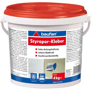 Baufan Montagekleber 102527, für innen, 4kg, Styroporkleber, schnellhaftend & wasserfest, weiß
