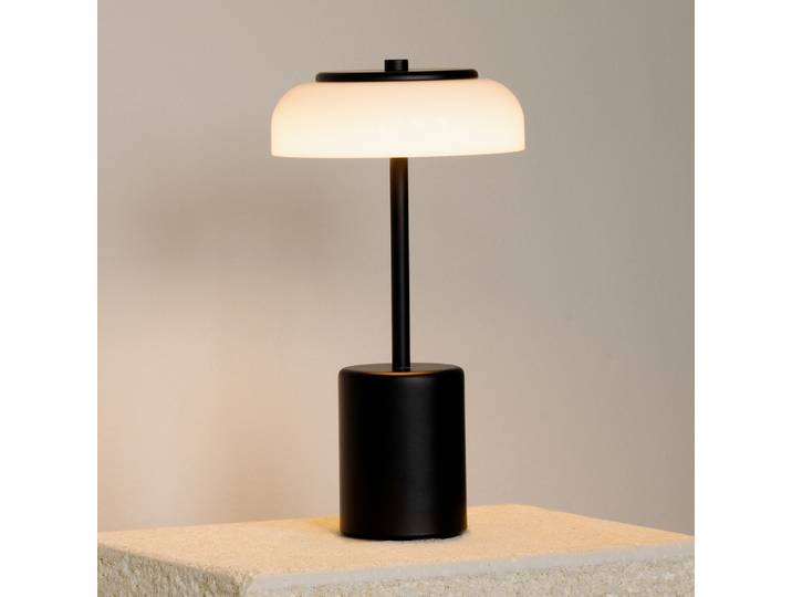 Lampe à poser portable Blossi Mini Black/Opal - Nuura Nuura Aps - Terrasse - Scandinave - Métal - Avec abat-jour
