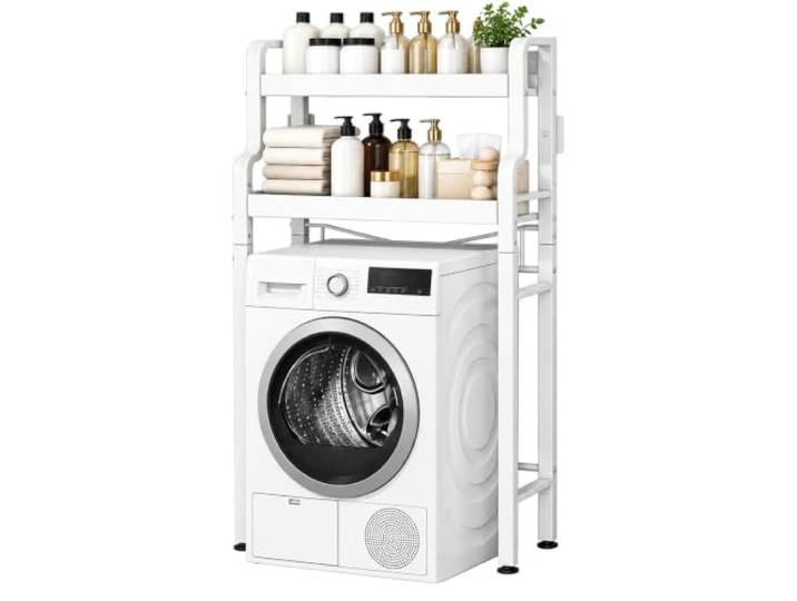 JINGSHIQIAOPL Metall Regal Über Toilette Oder Waschmaschine Waschmaschinenschrank für Den Bereich Über der Toilette aus Verstärktem Stahl 20 mm(White,72x22x137cm/28.5x9x54in)