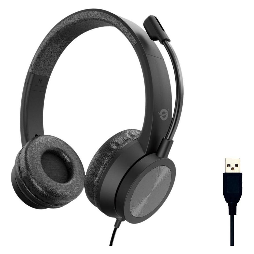 Conceptronic Headset Geräuschunterdrückung,USB,2.0m schwarz (Kabelgebunden, USB-A) (POLONA05B)