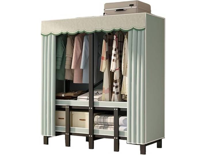 MmcdylyhEU Robuster tragbarer Kleiderschrank mit Abdeckung, Faltbarer Kleiderständer for stehende Kleidung im Schlafzimmer, Organizer(C,215cm/84.6inch)