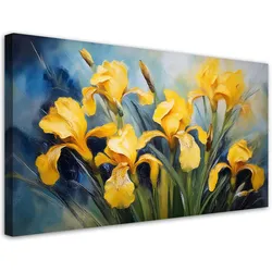 LEINWANDBILD Blumen Schwertlilien Gelb 100x50cm