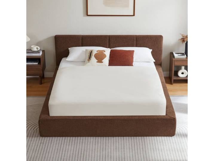 Cadre de lit Haute stabilité Cadre en acier renforcé Marron 160x200 cm cadre de lit avec tÃate rembourrée de lit
