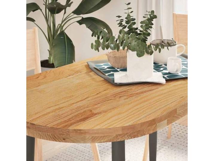 HEFZGDB Massivholz Eiche Tischplatte Hellbraun 120x60x4 cm Oval für Couchtisch Beistelltisch Stehtisch Robustes Tischgestell Ersatz mit Natürlicher Maserung Vielseitige