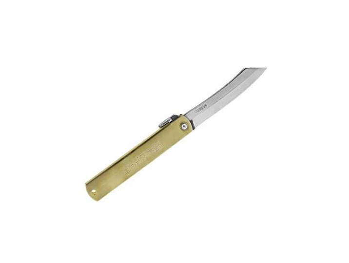 Higonokami 917 Messer, Griff 120 cm, Messing, Karbonstahl San Mai Aogami (3-lagig)