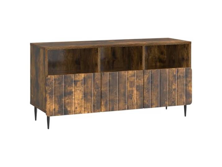 KTHLBRH TV-Schrank Eiche Rauchgrau 102 x 34,5 x 50 cm aus technischem Holz 3 Schubladen, Rollschienen, Stahllegierungen, Beine 10 cm, max. Gewicht 60 kg, Montage erforderlich