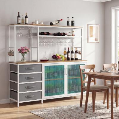 Lirago Sideboard Buffet Cabinet with LED Lights 55 inch Coffee Table with Power Outlets