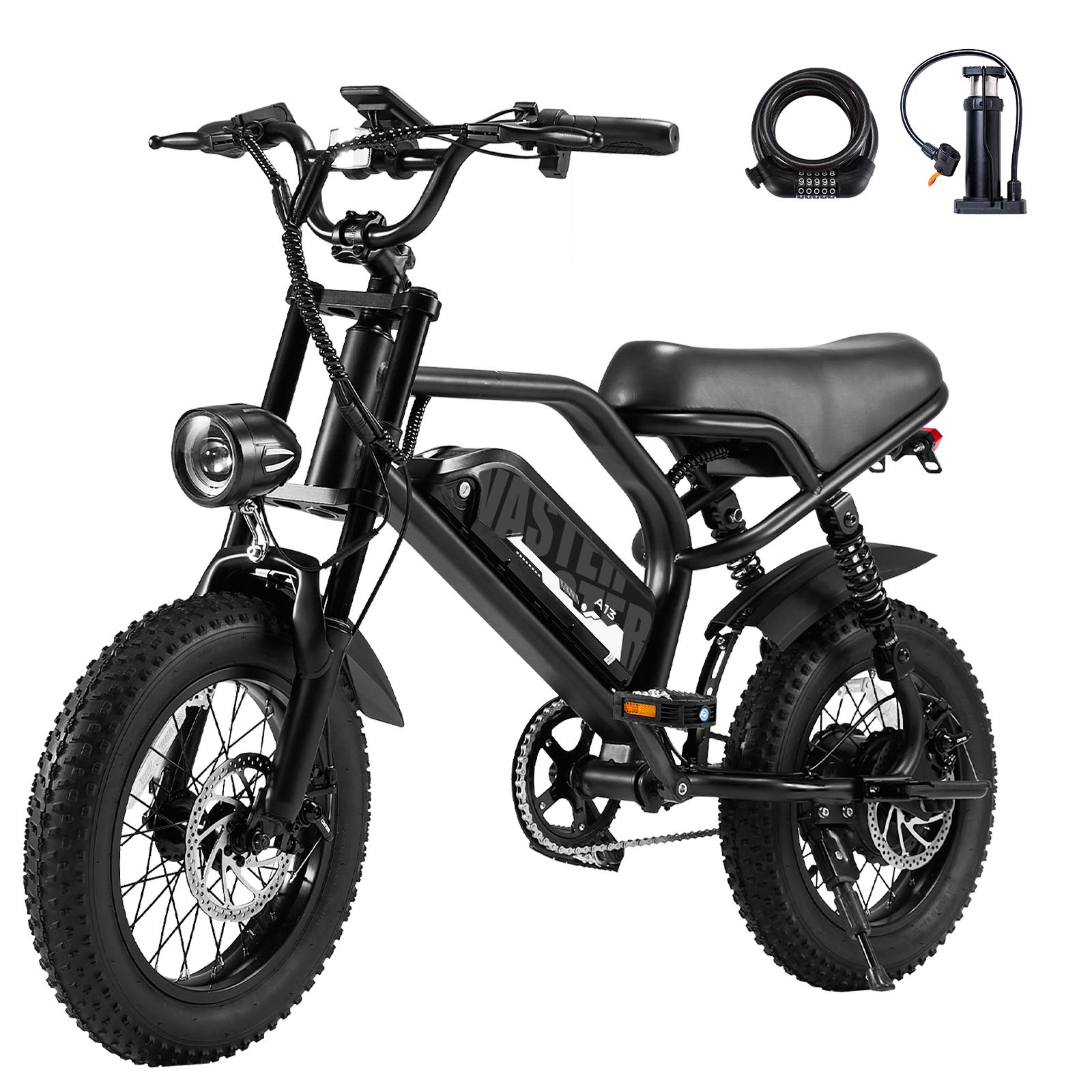 A13 Jugend Offroad-Elektrofahrrad, 250W, 36V 12,8Ah, 16-Zoll pannensichere All-Terrain-Fettreifen, IPX4 wasserdicht, bis zu 70 km Reichweite,25km/h