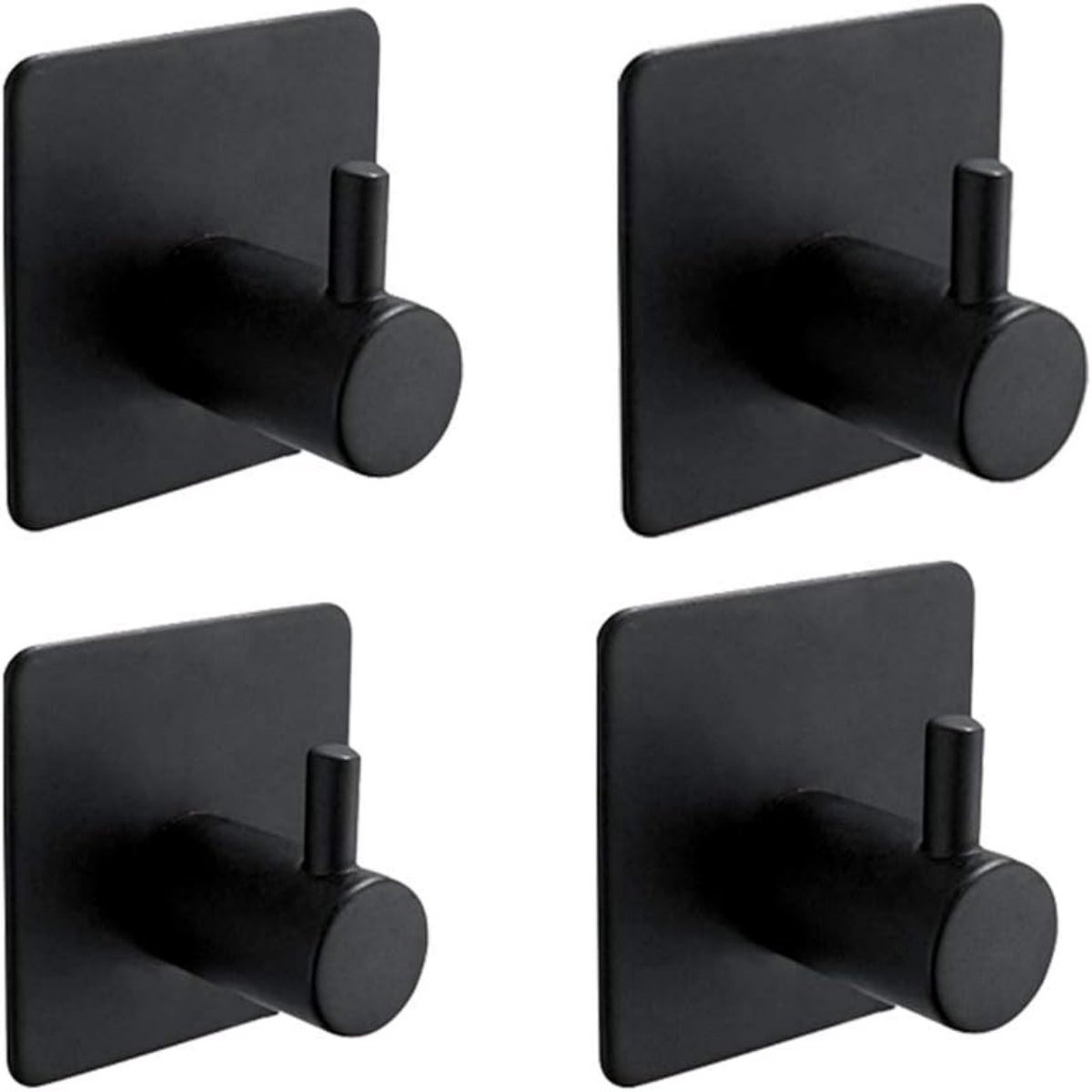 GelldG Zelfklevende handdoekhaken, 4 stuks, RVS, Zwart