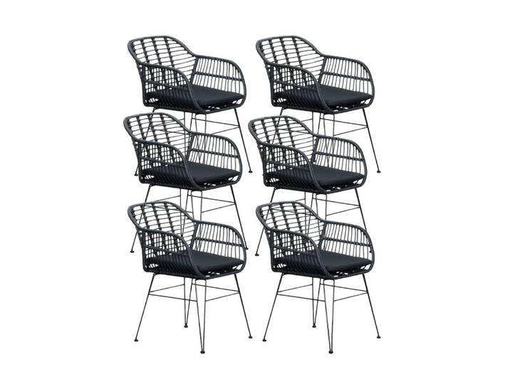 Napels dining tuinstoel set van 6 wicker zwart
