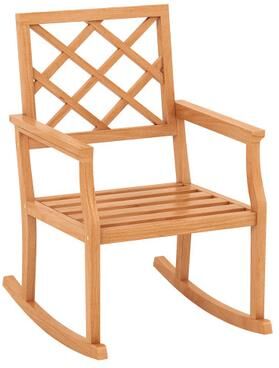 Costway Teak Wood Rocking Chair Oversized Porch Rocker with Backrest and Slatted Seat