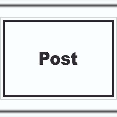 HB-Druck Post Aufkleber mit Text Annahme Brief Paket waagerecht A8 (52x74mm)