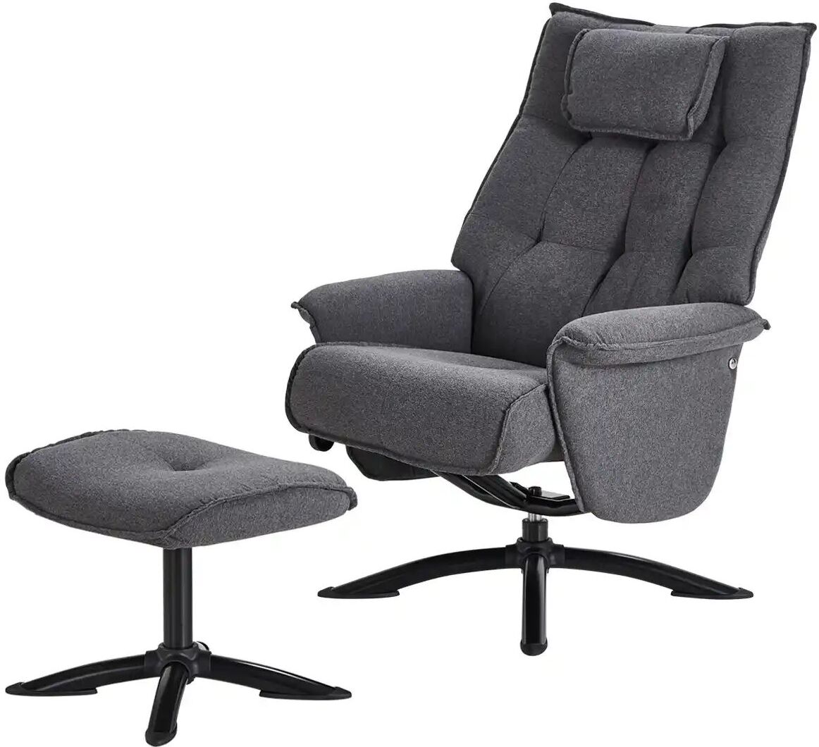Höffner Relaxsessel mit Hocker Betsy ¦ grau